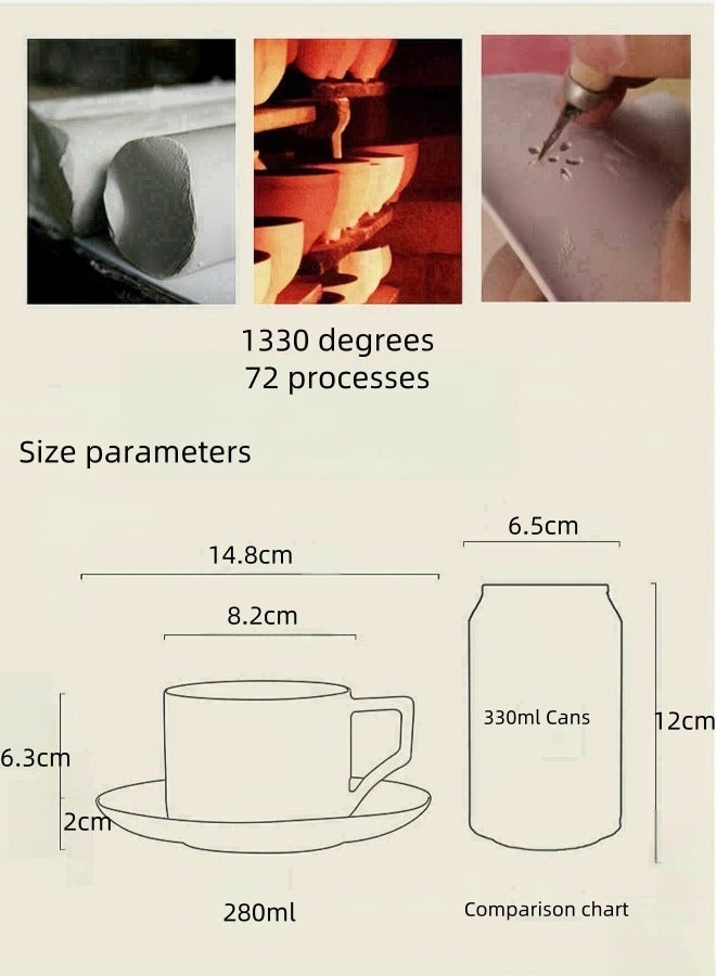 طقم فنجان سيراميك مع صحن 280 مل بتصميم الغزلان للقهوة والشاي - Image 2